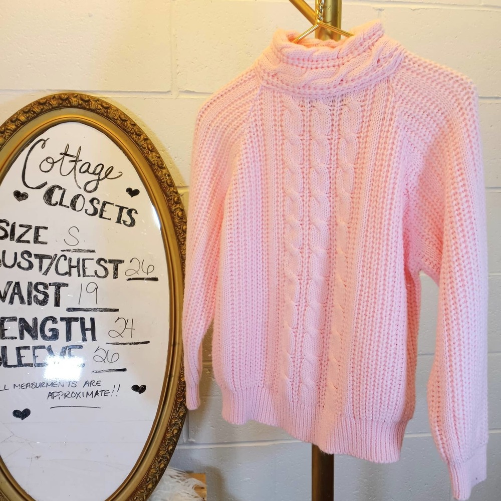 VTG 80s Nuggets Pink Knit Sweater S